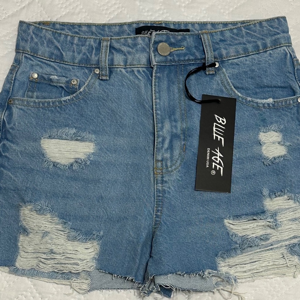 Blue Age High Rise Denim Shorts - Picture 1 of 2